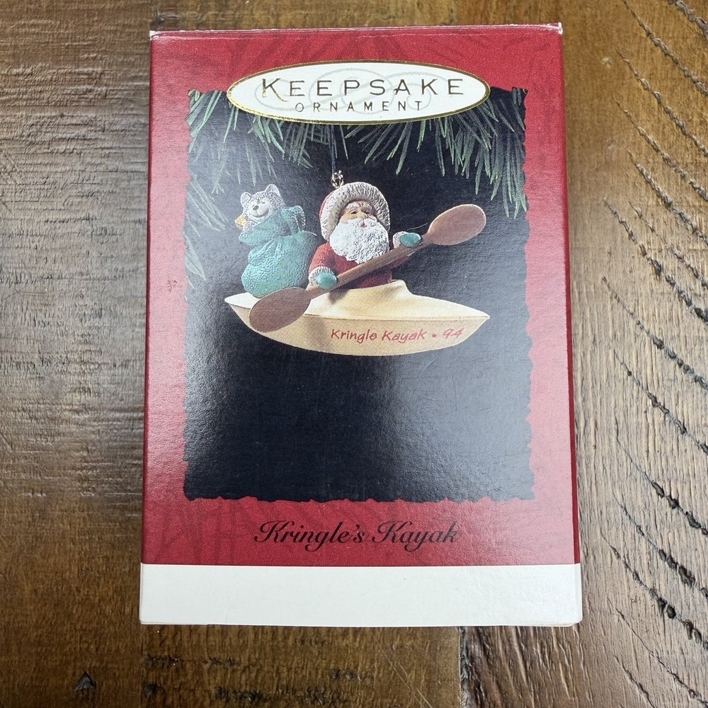 Hallmark Keepsake ornament 1994 Kringle's Kayak Santa and Husky pup dog  2025